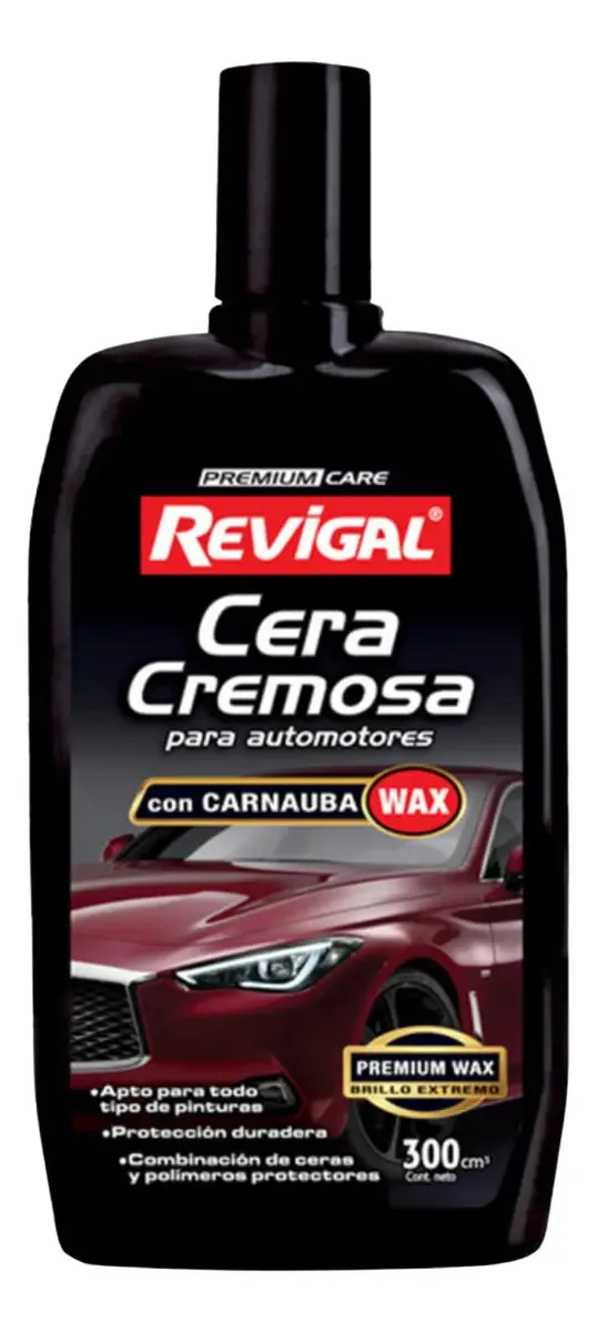 Creme de cera cremosa Revigal para proteção e brilho Auto 300cc