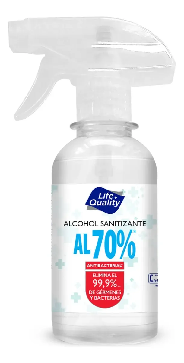 Álcool Sanitizante 70% em Spray Life Quality 250ml Fragrância Neutra