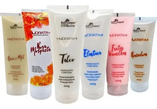 Combo 6 Hidratante Corporal Elastina Talco Amêndoas 200g