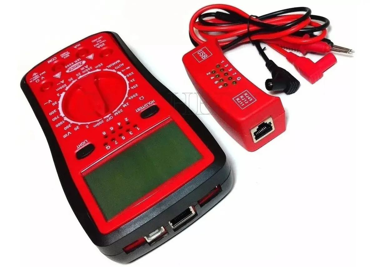 Multímetro Tester Digital Zurich Cables Red Usb Telefonia