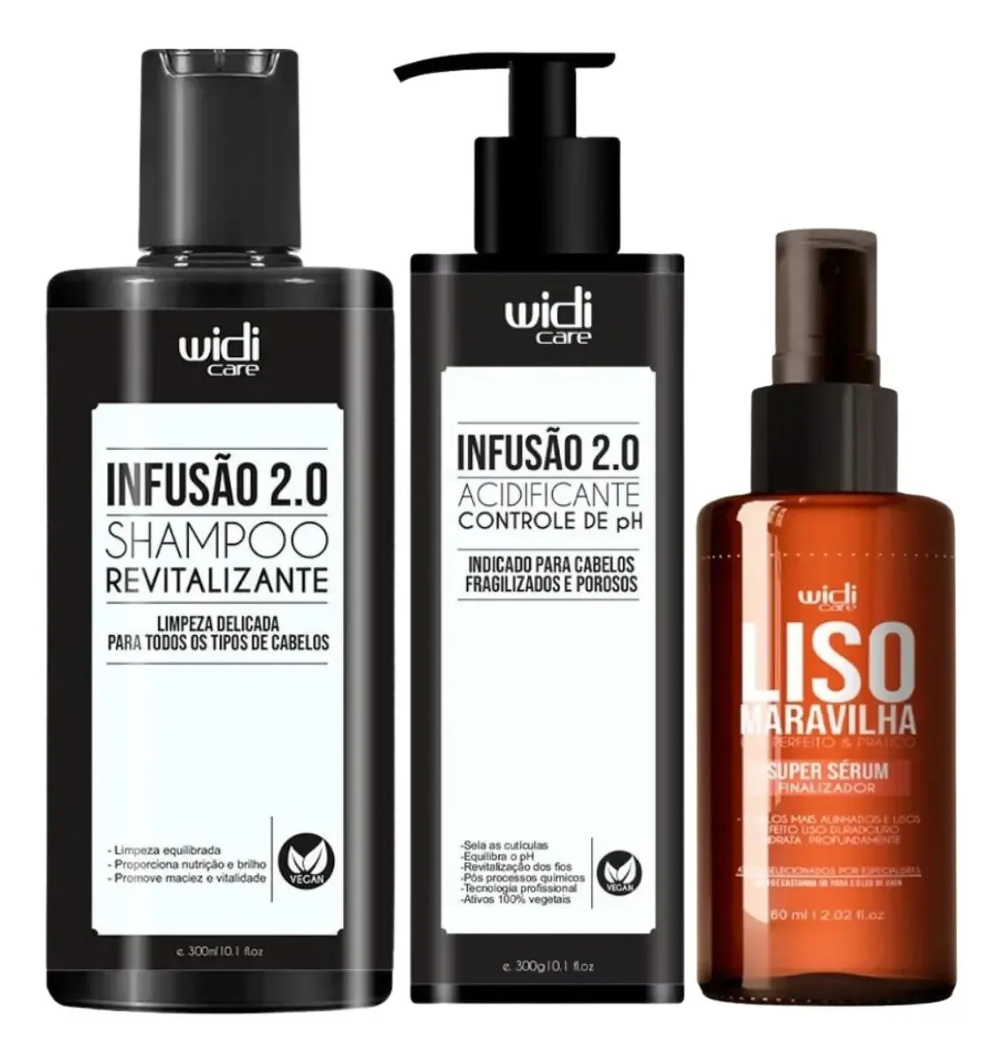 Produtos de beleza Widi Care Infusão 2.0 e Liso Maravilha revitalizante, restauração, brilho