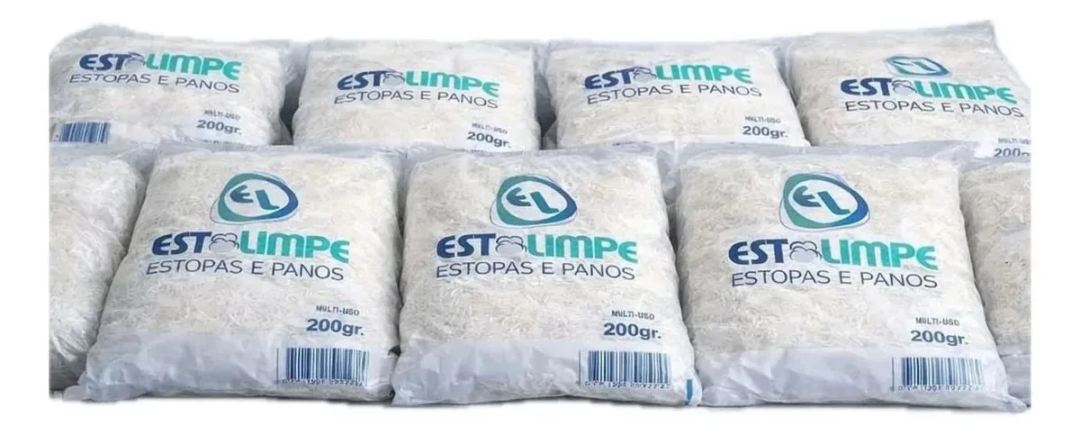 Kit 10 Sacos De Estopa 400g Multiuso Limpeza E Polimento Cor Branco