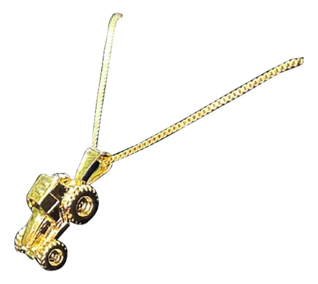 Colar Agro Correntinha Com Pingente Trator Banhado Ouro 18k Cor Dourado