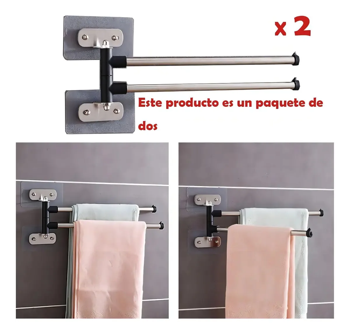 Toalheiro giratório de dois níveis de aço inoxidável