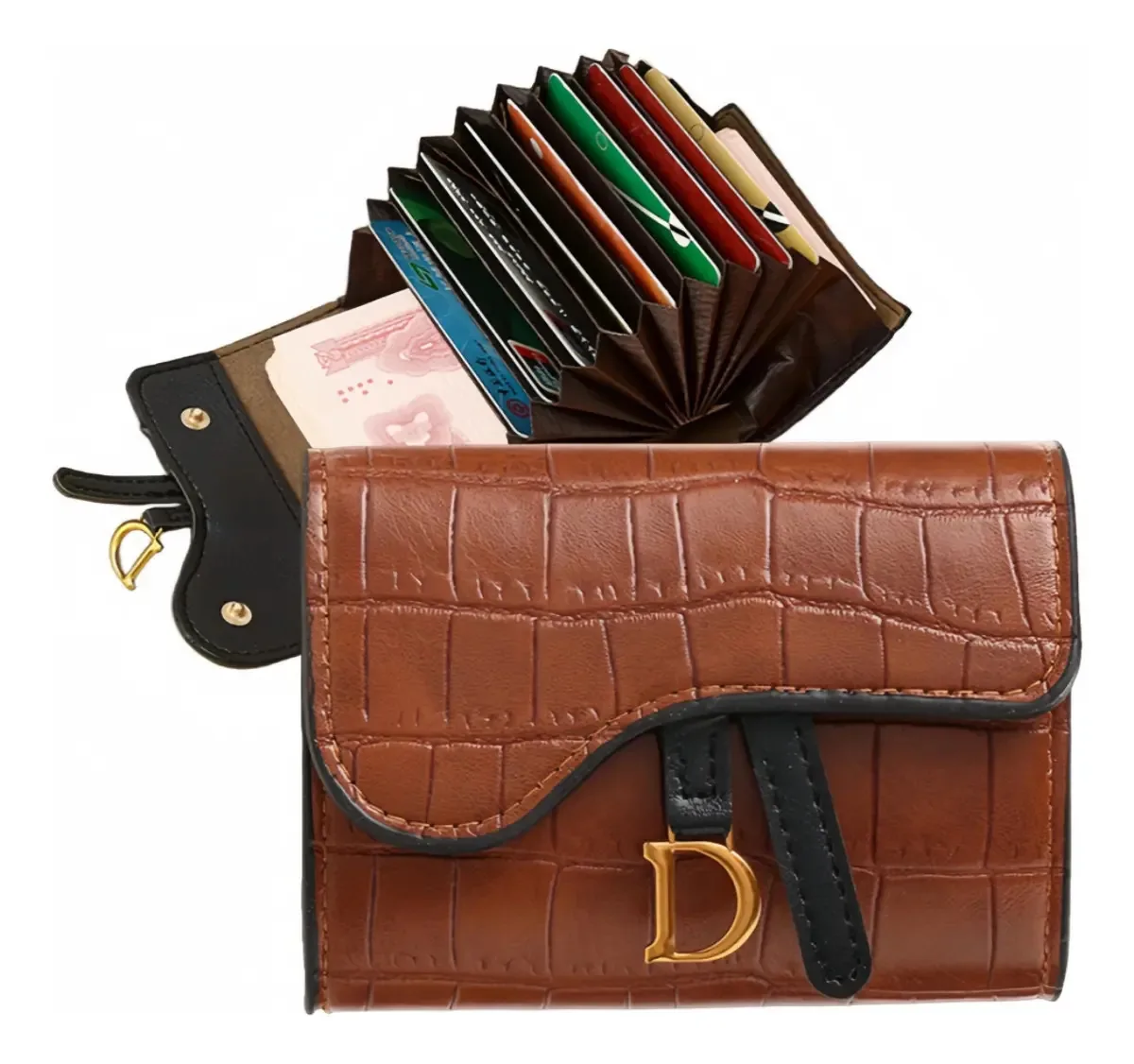 Porta-moedas De Couro De Moda Feminina Porta-cartões Cor Marrom Vavichica