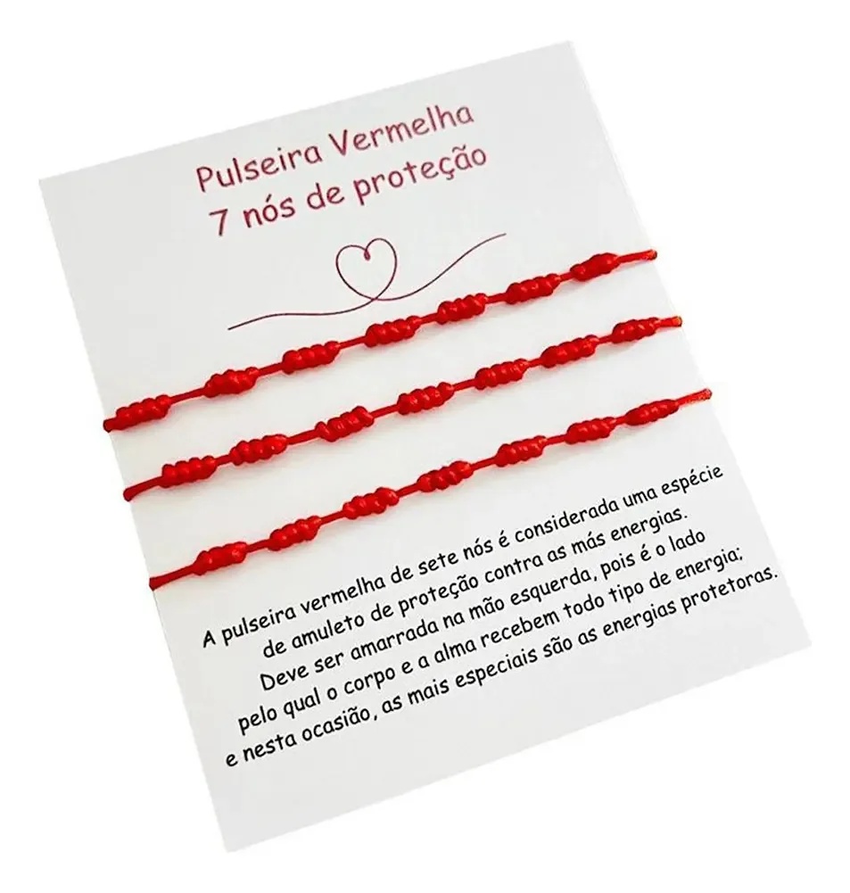Pulseiras 7 Nós Vermelha Proteção Kabbalah Quebrante Inveja