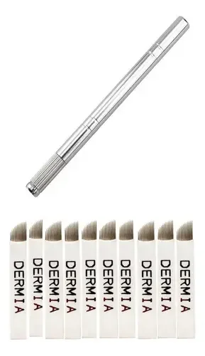 Kit Tebori Microblading 02 Laminas C Anvisa Caneta Tebori Cor Transparente