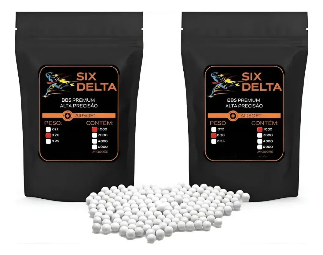 Esferas Bbs Para Airsoft 0.20g 6mm 2x Pacote Com 2000 Unidades