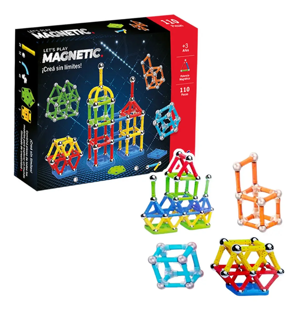 Blocos magnéticos: 110 peças | Armar Construction Embedding Character Version | Blocos magnéticos