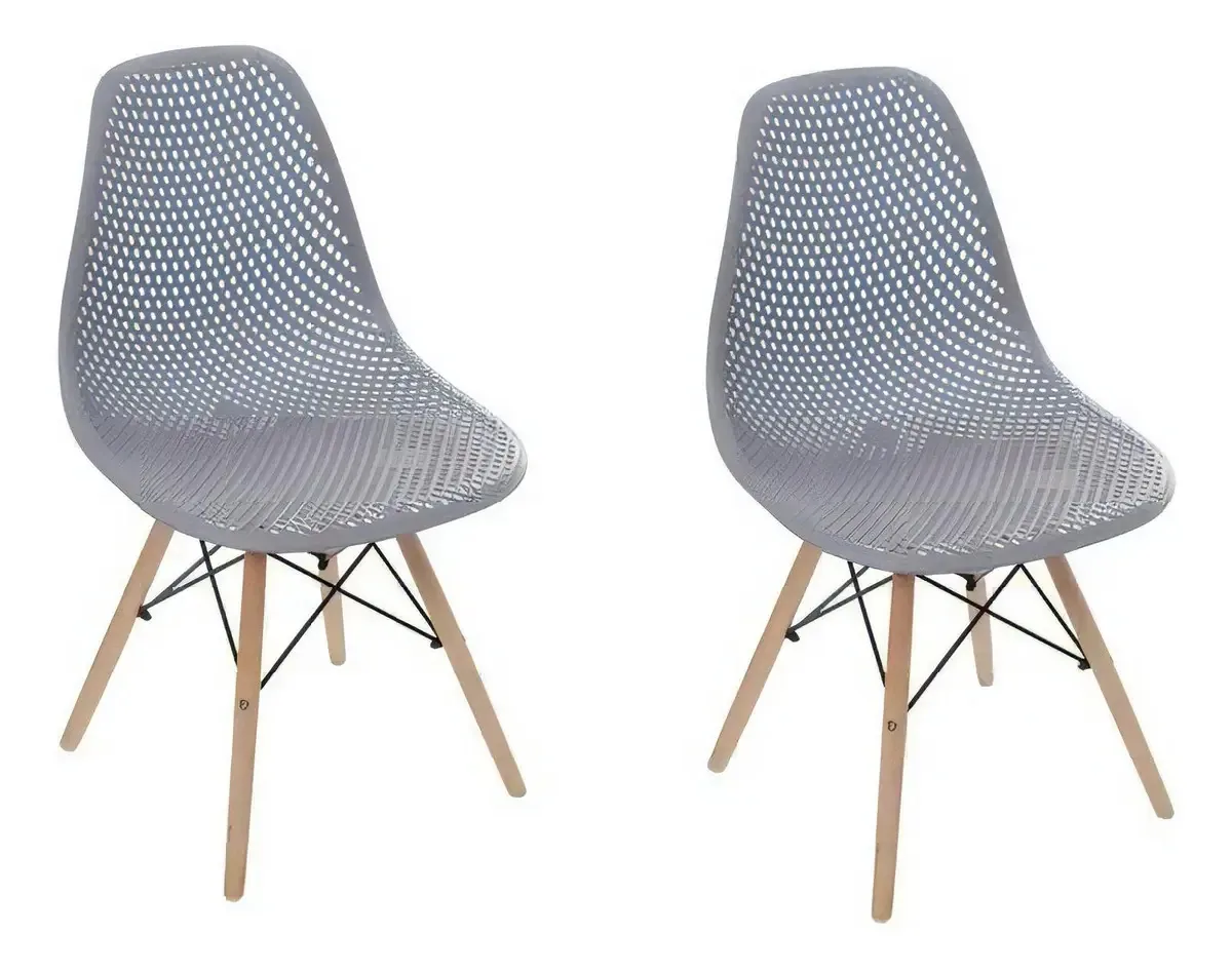 Kit 2 Cadeira Colmeia Eames Eiffel - Super Resistente! Cor da estrutura da cadeira Madeira Cor do assento Cinza