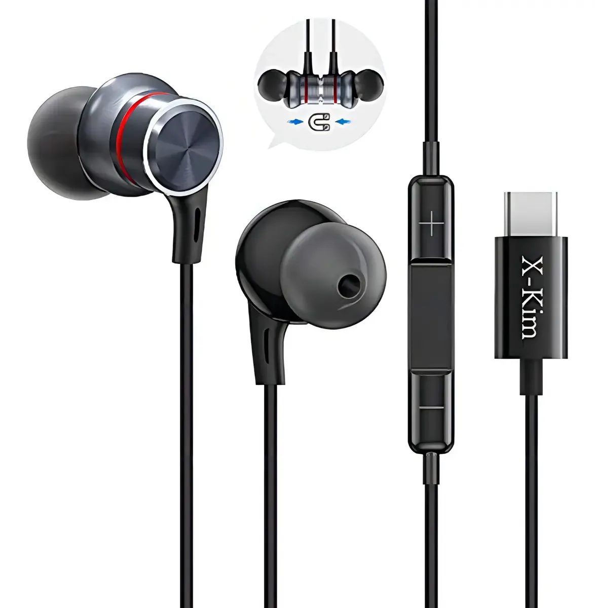 Versão aprimorada: fones de ouvido USB C, fones de ouvido estéreo