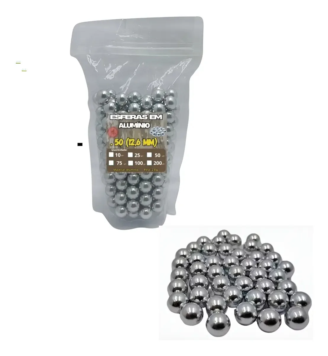 Esfera Alumínio Fas 12.6mm CP300 Artemis Tiro Esportivo Pacote 50 Un
