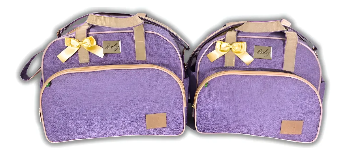 Kit Bolsa Maternidade Bebe Menina Menino Personalizada 3pçs Cor Lilás