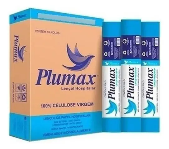 Lençol Papel Descartável Plumax 50cm X 50m - 3 Rolos