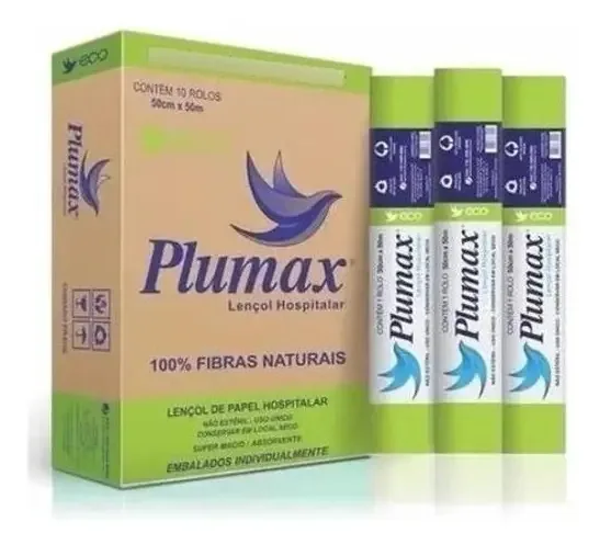 Lençol Papel Hospitalar Plumax Eco 70cm X 50m - 1 Rolo