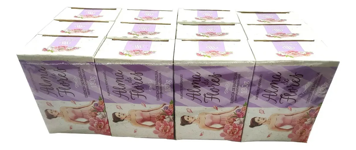 Kit 20 Sabonetes Alma De Flores Baunilha Barra 130g Memphis
