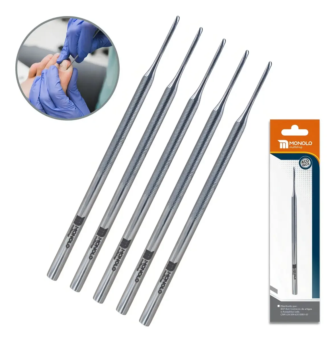 Kit 5 Bisturi Goiva Modelo 206 Monolo Aço Inox 420 Para Podologia