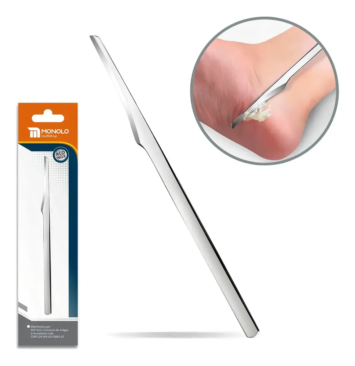 Espátula Remover Pele Morta Monolo Multishop Aço Inox Podologia