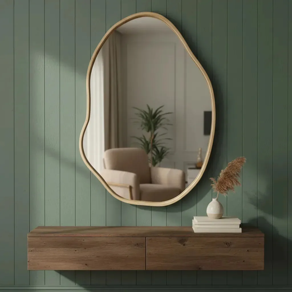 Espelho Orgânico 90x70cm Moldura Madeira Natural Cebrace