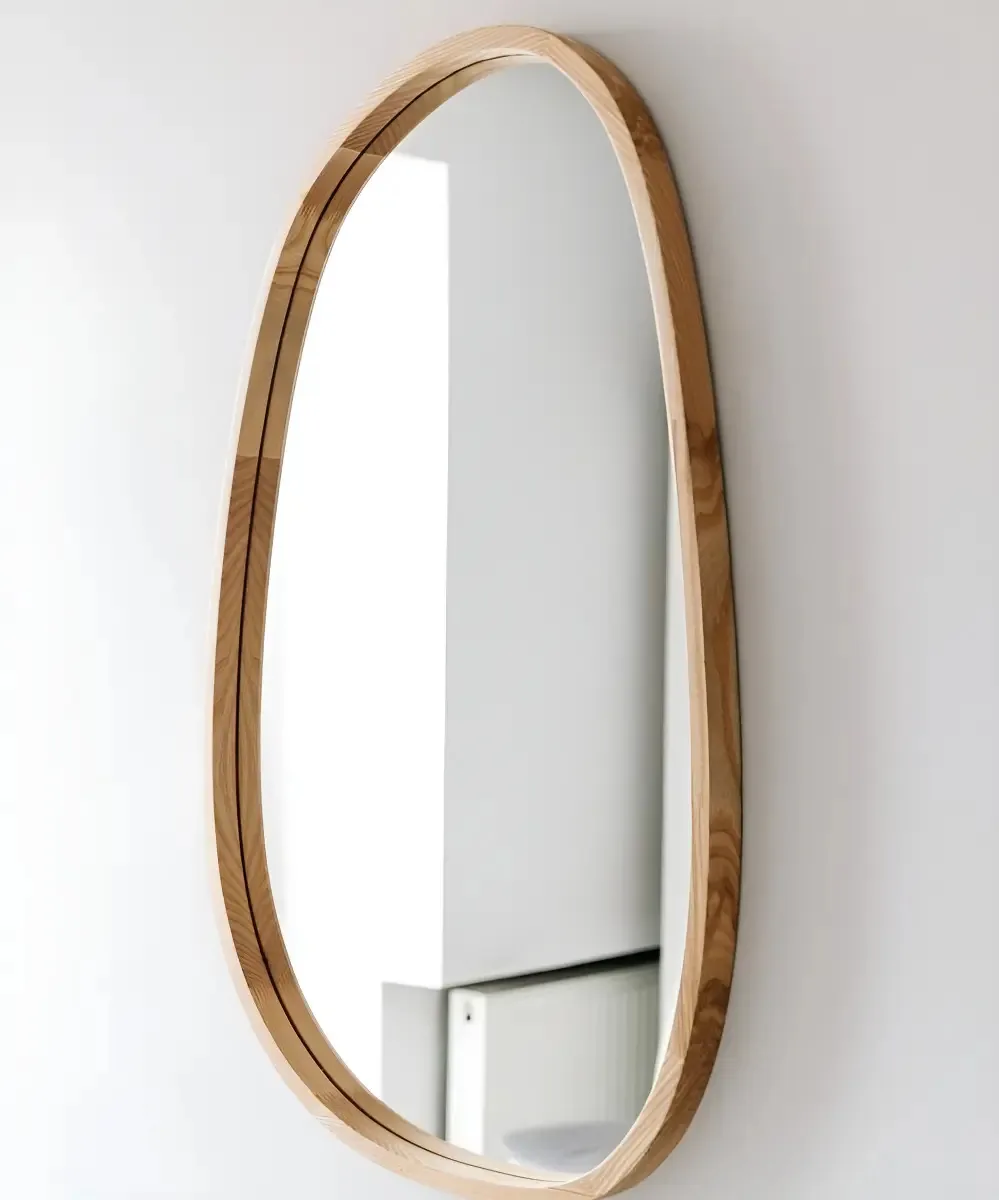 Espelho Orgânico 160x60 Lâmina Madeira Maciça Moldura Lamina Madeira Freijo