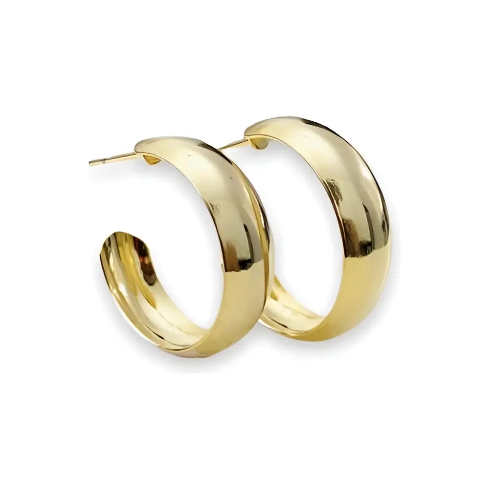 Brinco Argola Grossa Rosaria Jóias Folheado Ouro 18k Hipoalergênico