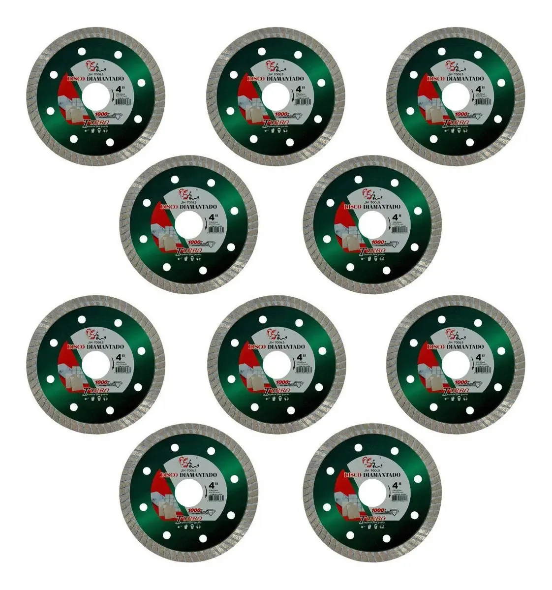 10 Discos Diamantado Turbo 110x22mm Ultra Fino Serra Marmore