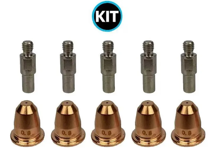 Kit 5 Bico Corte 0.8 E 5 Eletrodo Tocha Plasma Medio S30