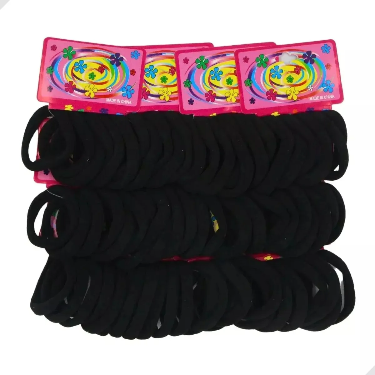 Kit 144 Elásticos de Cabelo Xuxinha Preto Sem Desenho Bicudos Acessórios