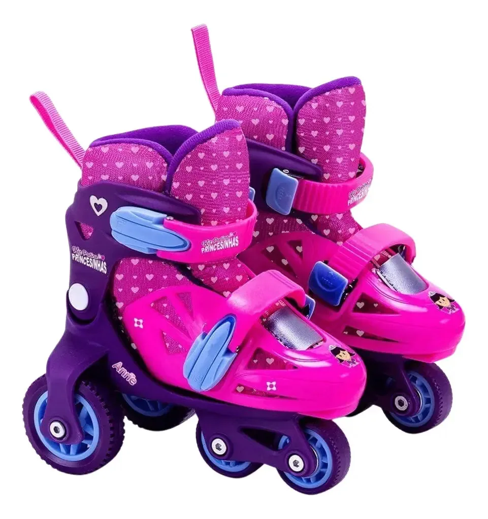Kit Patins Ajustável Princesinhas 31 Ao 34 Unik