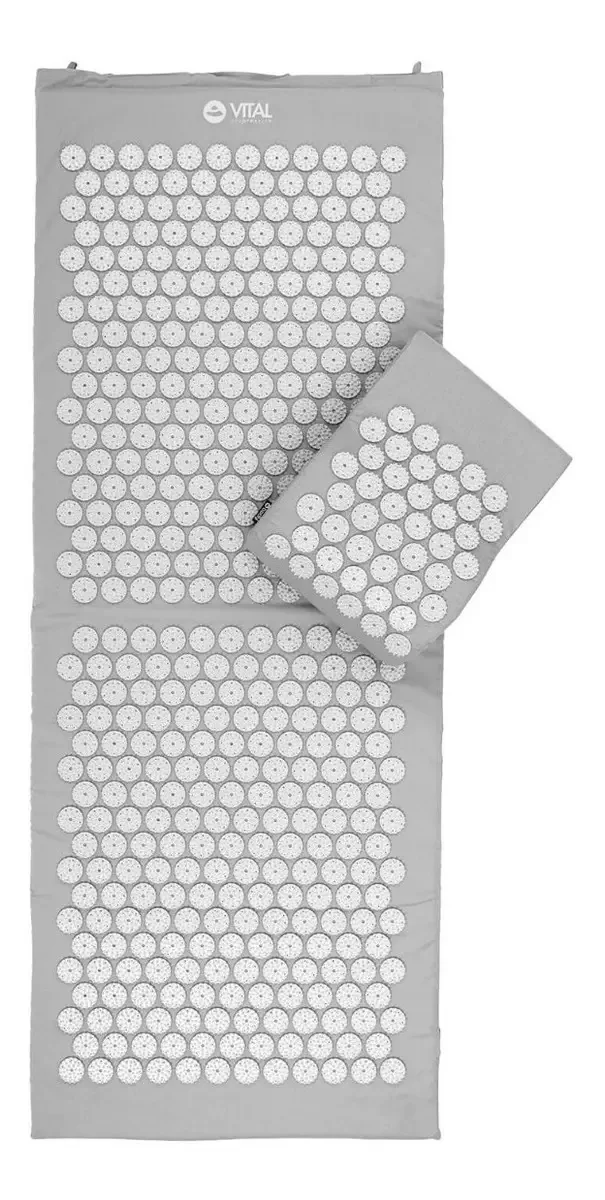 Yogateria Tapete E Almofada Acupressure Acupressão Massagem Cor Cinza