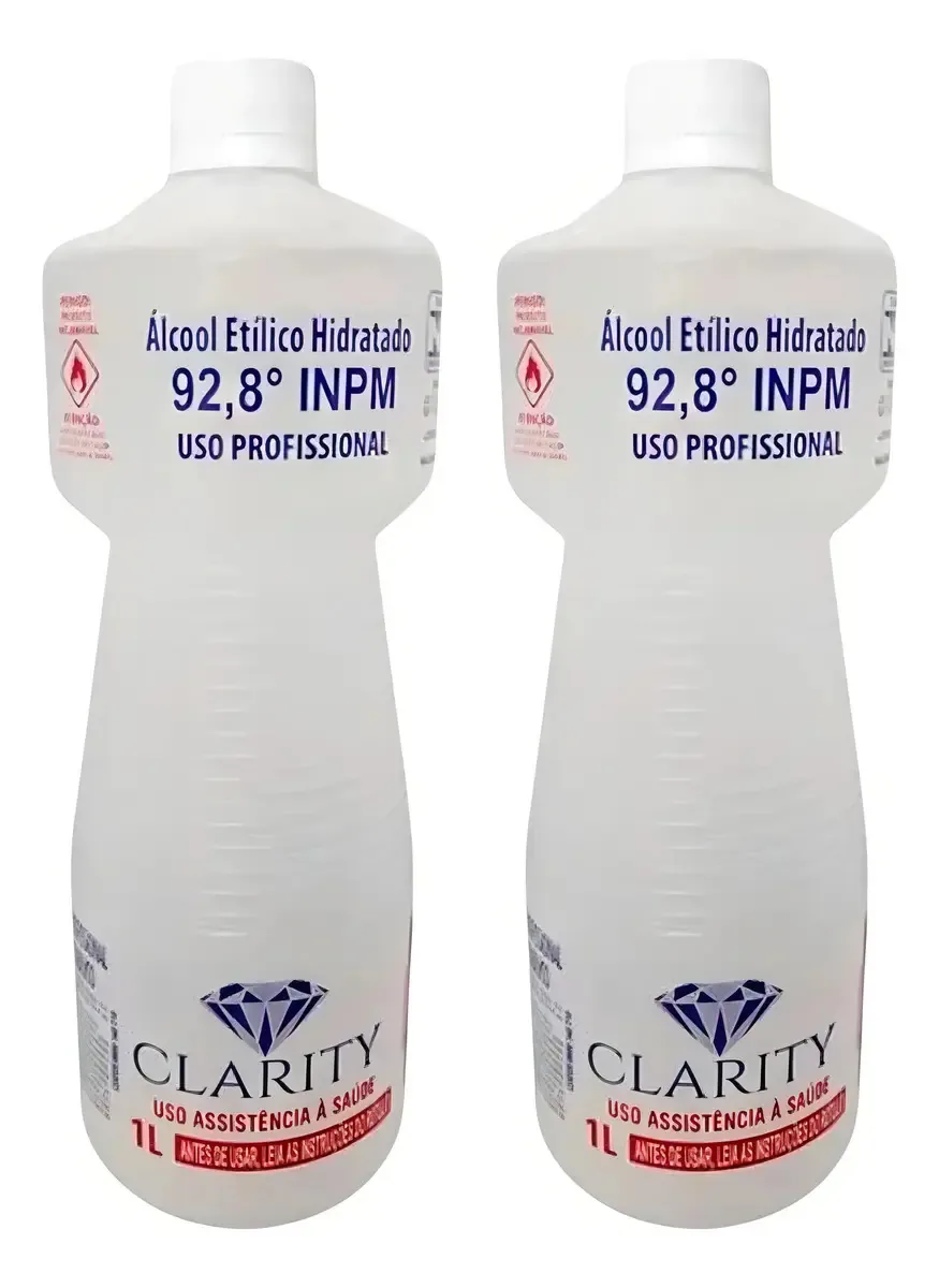 Kit 2und Álcool Etílico Hidratado 92% Bactericida 1 Litro
