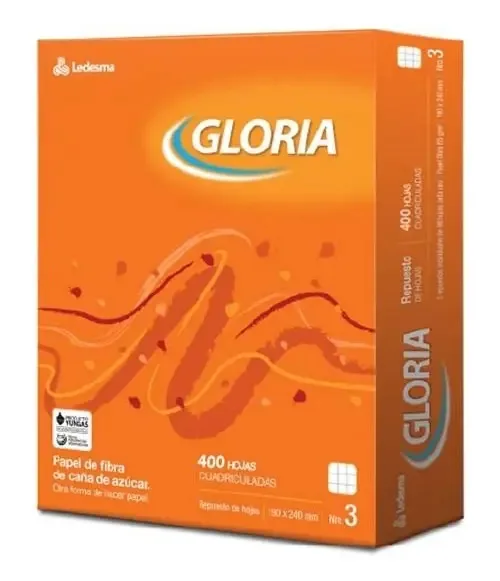Folhas escolares Gloria, refil nº 3 x 400, folhas de grade