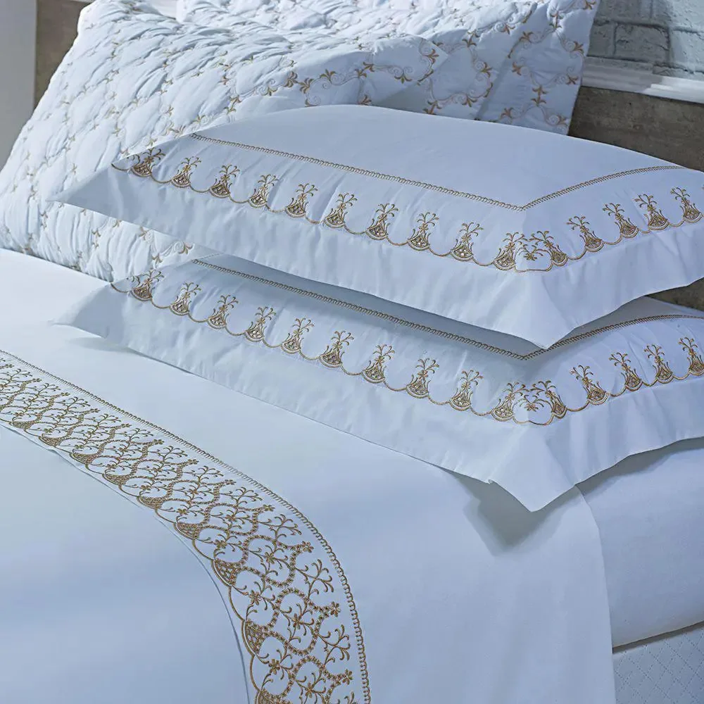 Jogo Cama Lençol Garland King Bordado Acetinado Branco