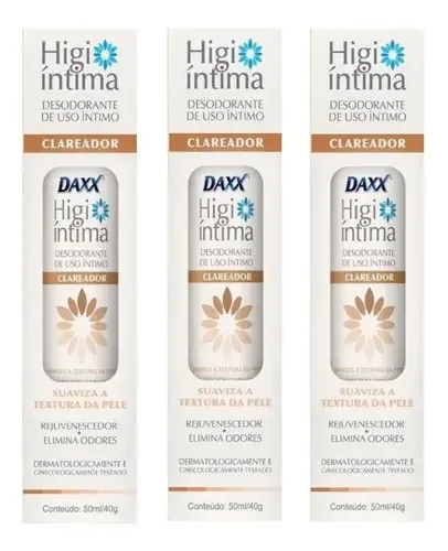 Kit Daxx Desodorante Íntimo Clareador Higi Íntima 3 Unidades