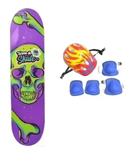 Skate Infantil Completo Com Equipamentos De Segurança Mod 1