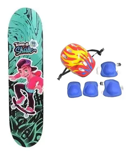 Skate Infantil + Acessórios Segurança E Proteção Mod 3