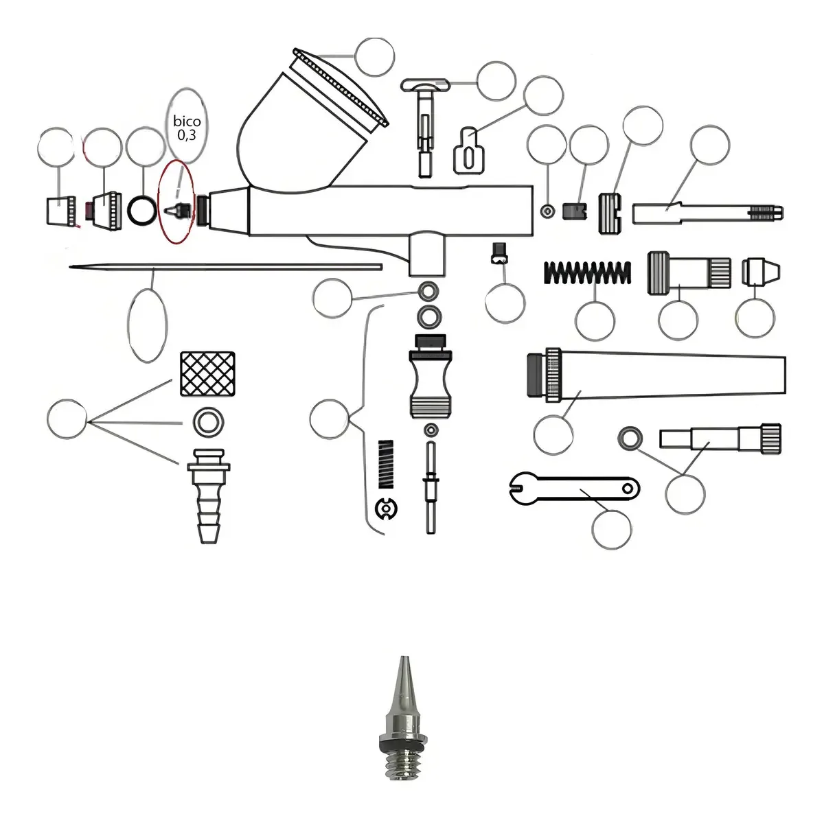 Bico De Ar 0,2mm Para Aerógrafos On76 Onetools