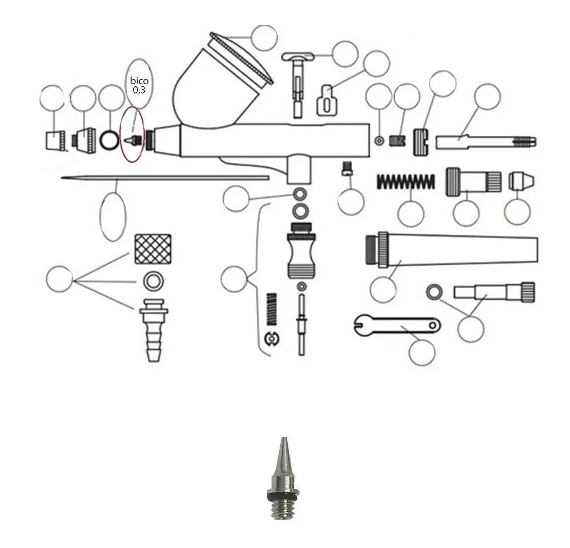 Bico De Ar 0,5mm Para Aerógrafos On77 Onetools