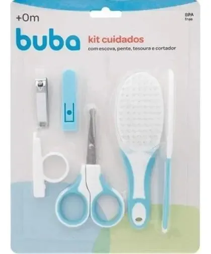 Kit Cuidados E Higiene Bebê Pente Escova E Cortador Azul