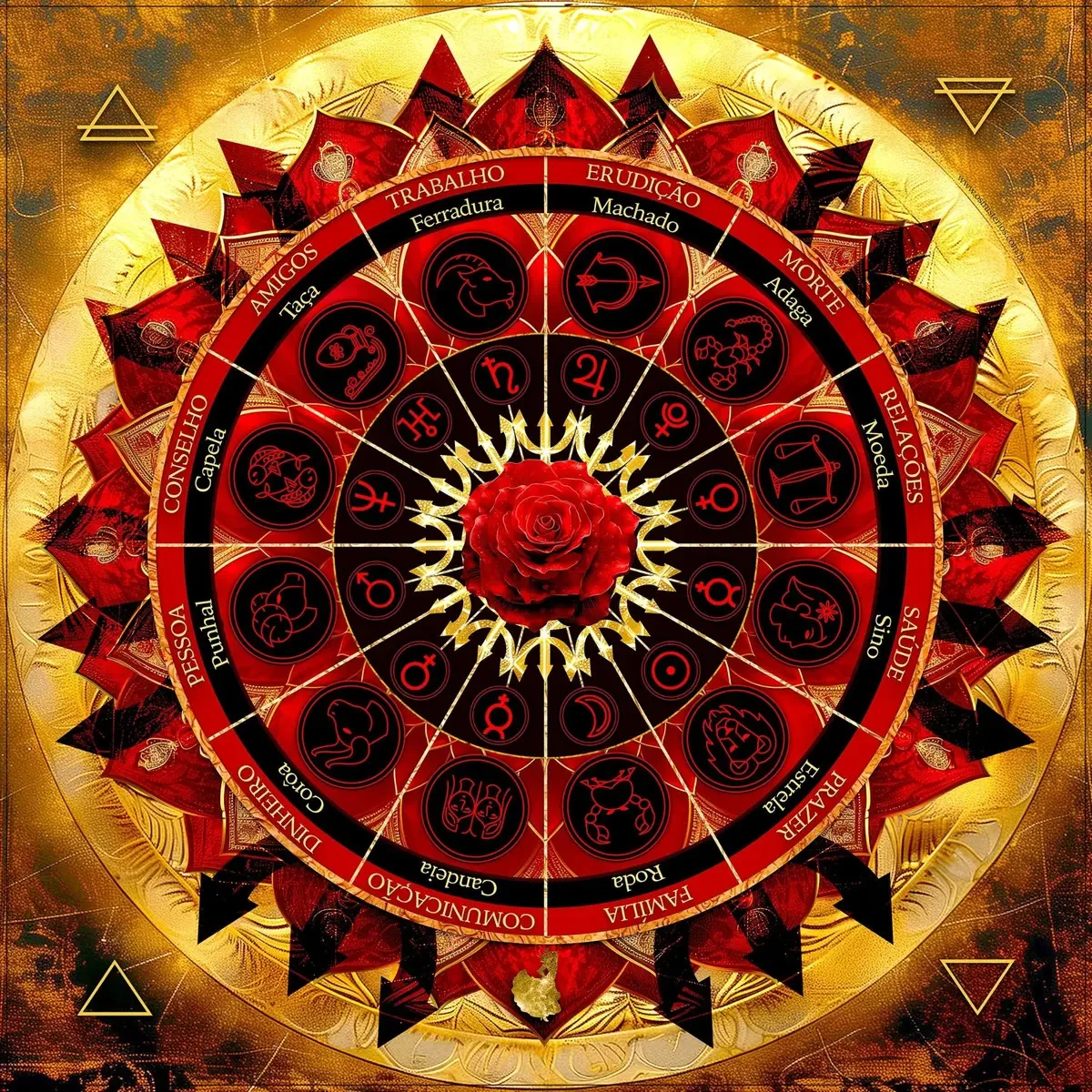 Toalha Tarot Maria Padilha Roda Astrológica 70x70cm Tecido Oxford