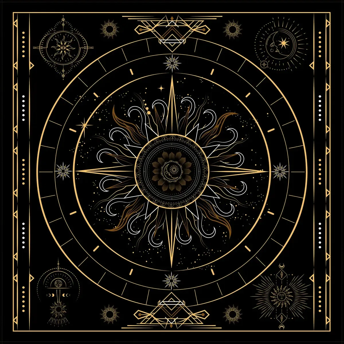 Toalha Astrológica Para Tarot Oráculo Os Mistérios Mandala