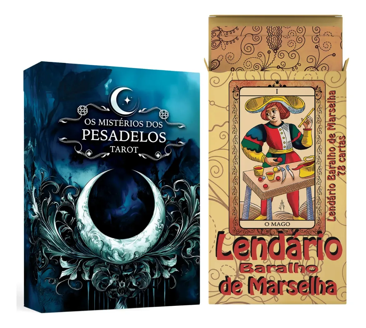 Kit Tarot Os Mistérios Dos Pesadelos Tarô Marselha 78 Cartas