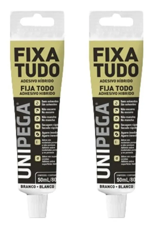 Cola Adesivo híbrido Unipega FIXA TUDO BISNAGA - Incolor