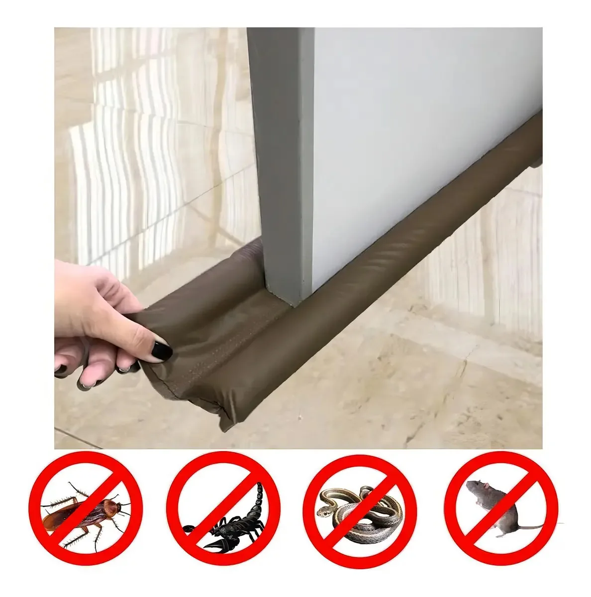 Veda Porta 80cm Rolinho Anti Inseto Preto E Marrom