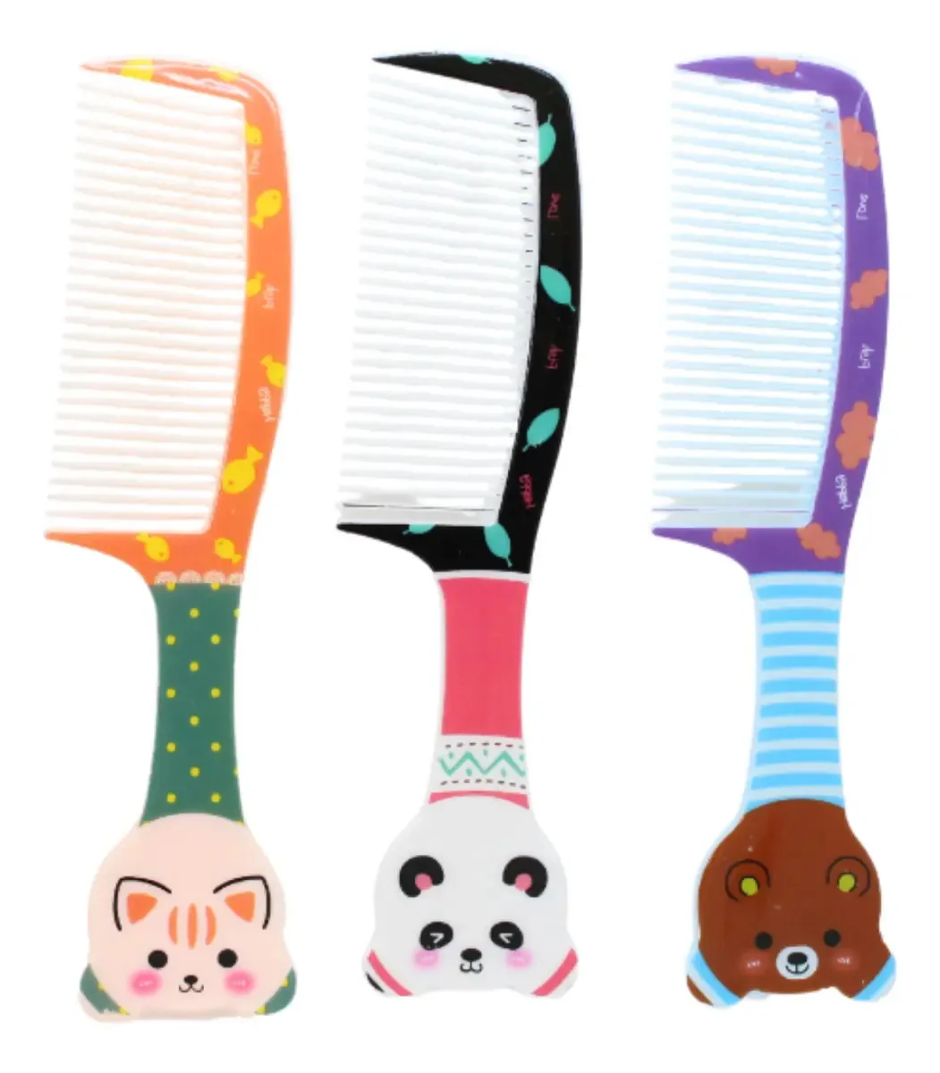 Kit 3 Unidades Pentes Lúdicos Divertidos Infantil Bichinhos