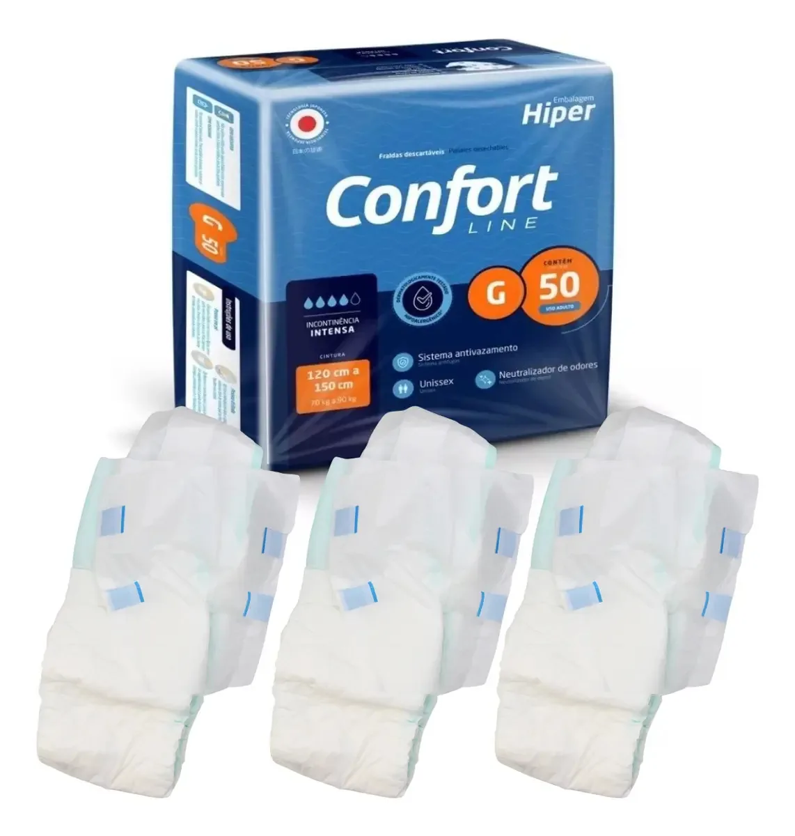 Fraldas para adultos descartáveis Confort Line Adulto Geriátrico Grande Grande x 50 u