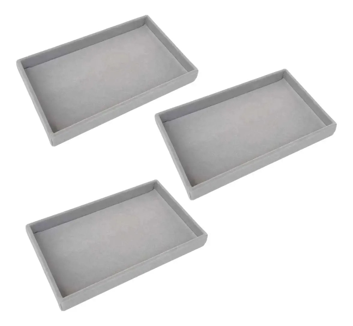 Kit 3 Porta Joias Para Organização Elegante E Funcional Cor Cinza