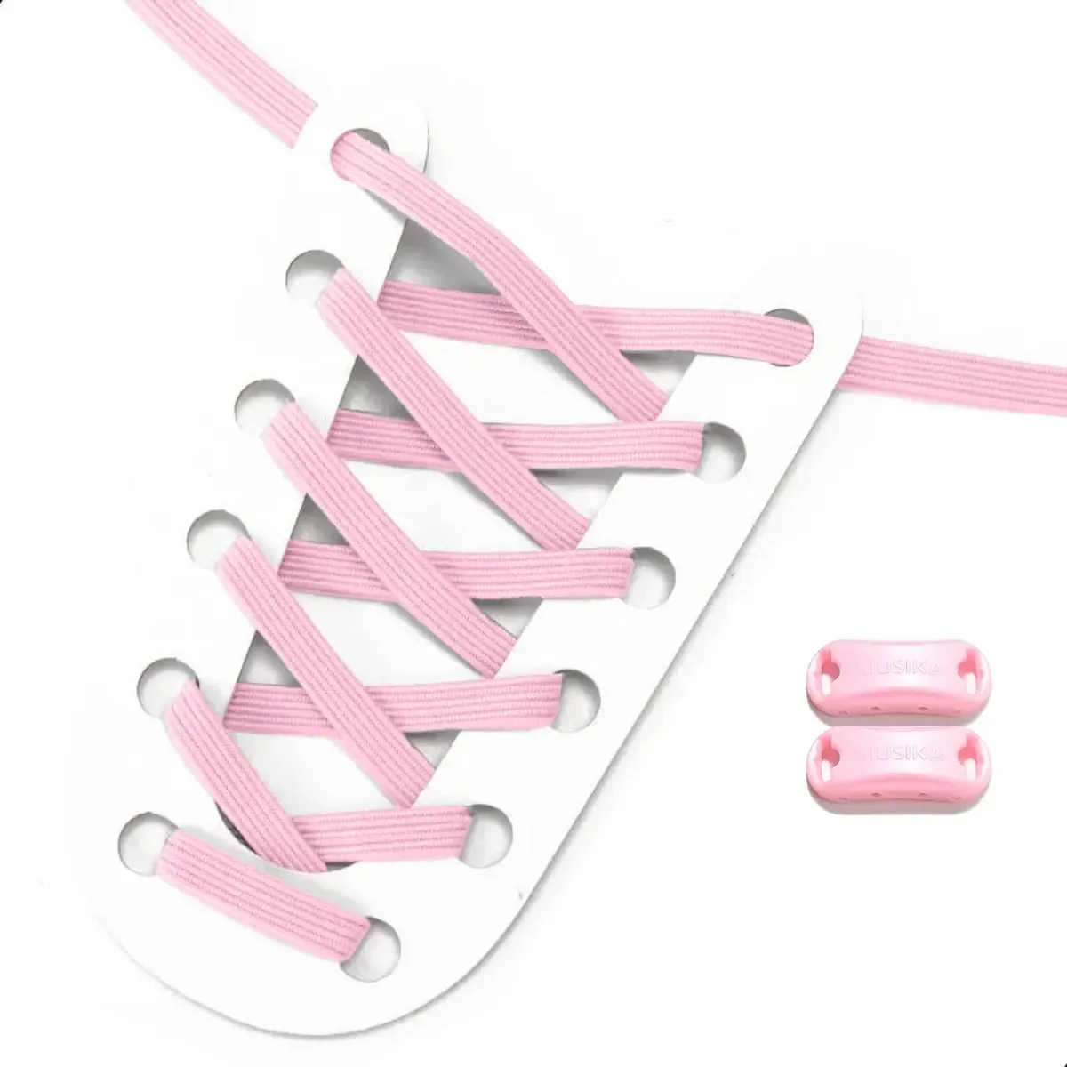 1 Par De Cadarços Cordão Elastico Chato + Fecho Engate Trava Cor Rosa