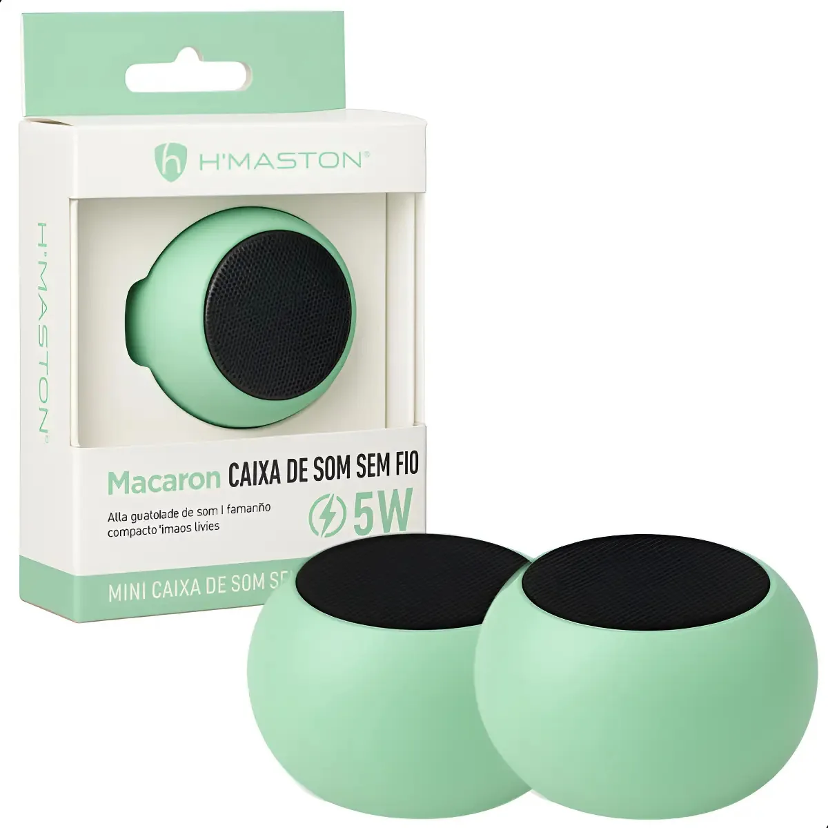 2 Caixas De Som Tws Metal Mini Hmaston Bluetooth Amplificada Cor Verde