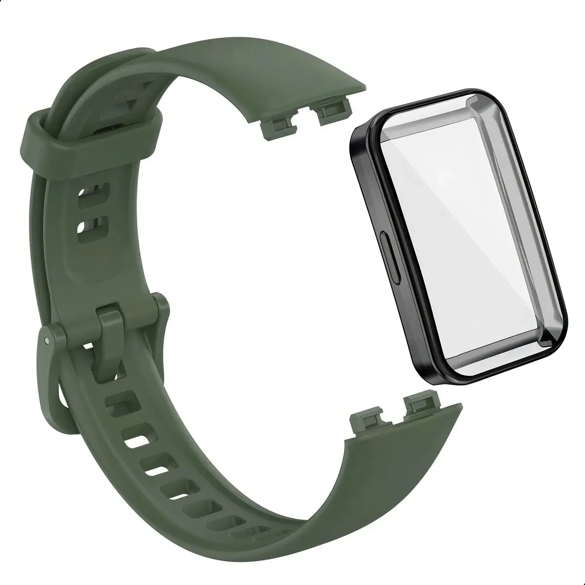 Pulseira Silicone + Capa Case Proteção Para Huawei Band 10 Cor Verde